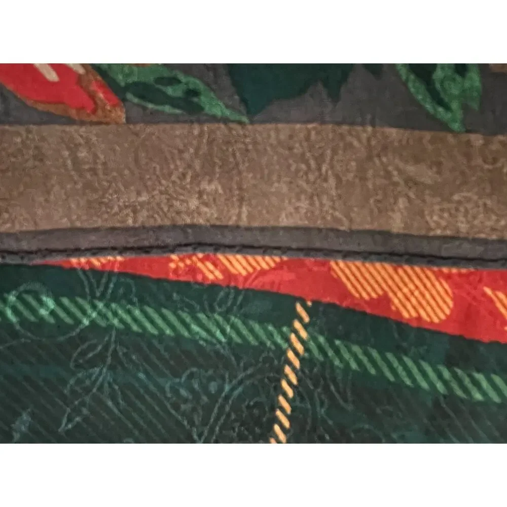 Oscar de la Renta EUC Brown Floral Plaid Print Silk Scarf 30